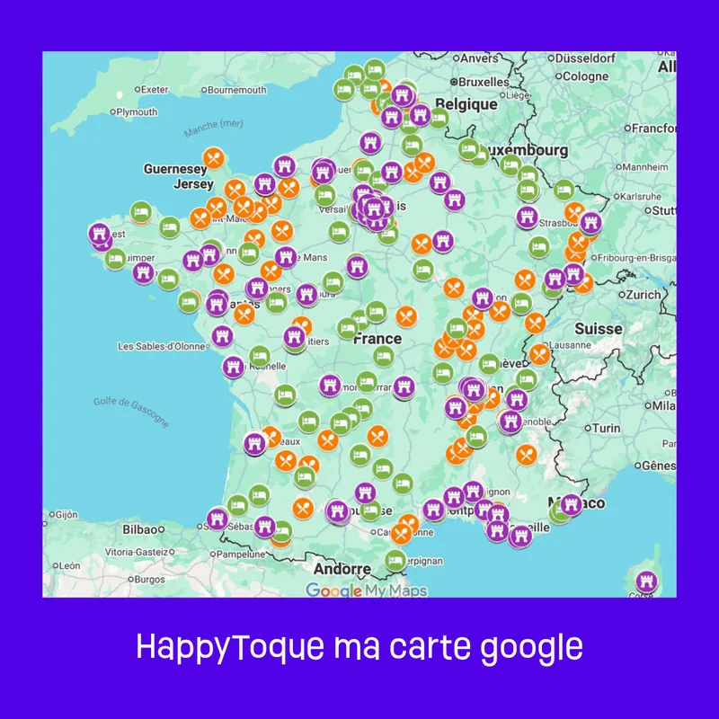 Carte Google HappyToque : restaurants et logements CROUS, universités et grandes écoles en France